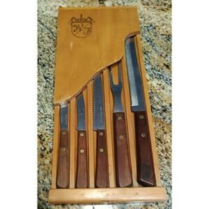 Forgecraft Olde Forge Wooden Knife set Made in the USA Set Of 5 Knives